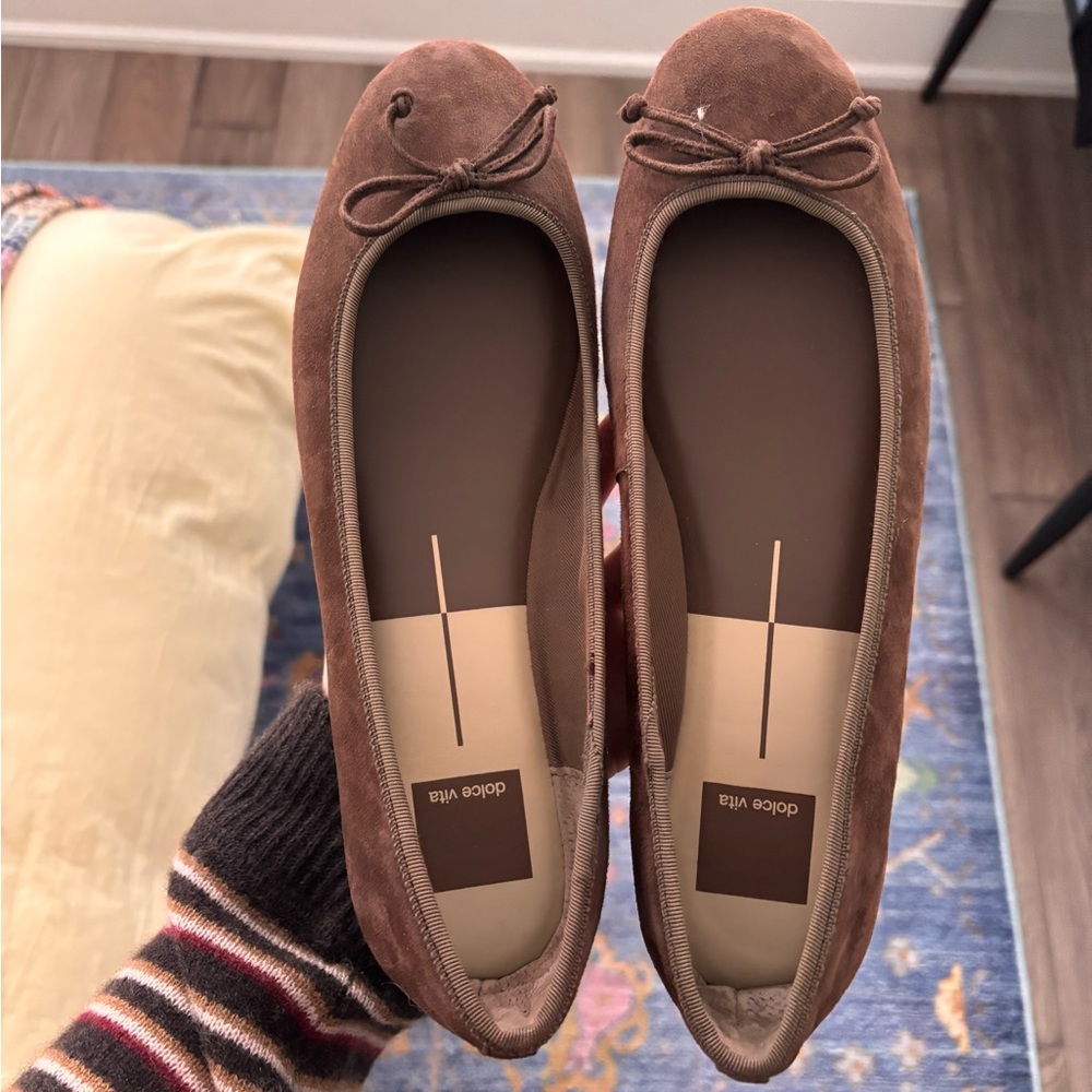 Chocolate brown Suede Ballet Flats